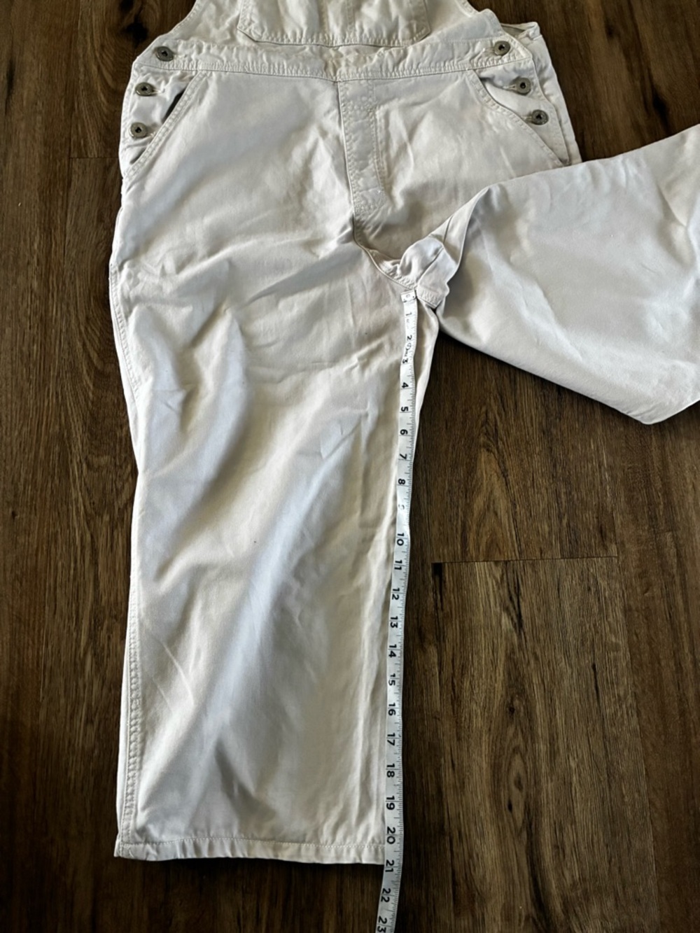 Cotton Bib Capri Overalls. Adjustable Straps. Small. - Picture 7 of 8